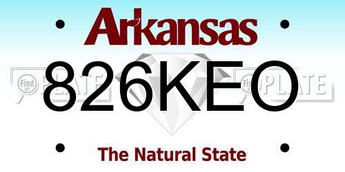 826KEO Arkansas License Plate