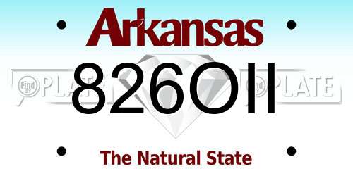 826OII Arkansas License Plate
