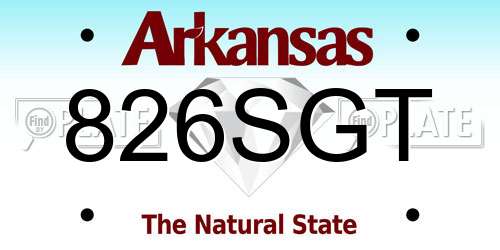 826SGT Arkansas License Plate