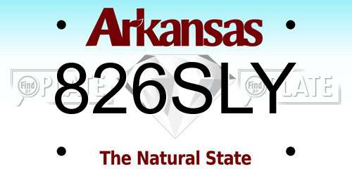 826SLY Arkansas License Plate