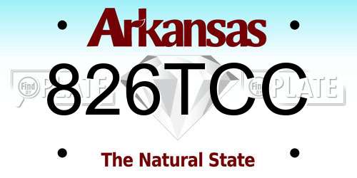 826TCC Arkansas License Plate