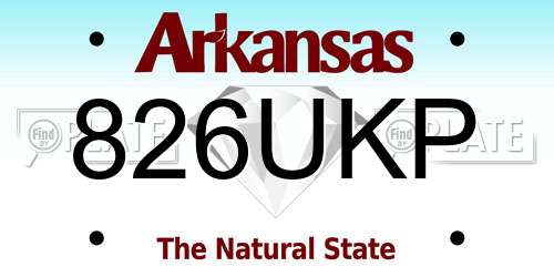 826UKP Arkansas License Plate