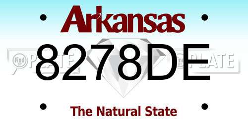 8278DE Arkansas License Plate