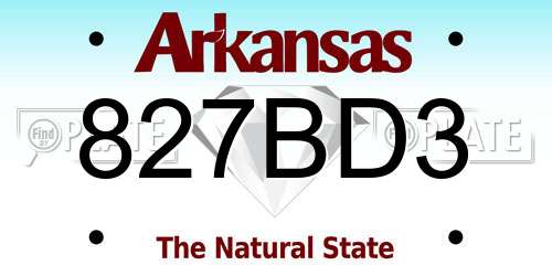 827BD3 Arkansas License Plate