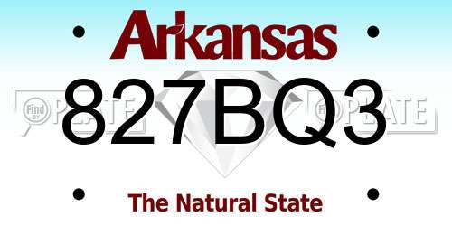 827BQ3 Arkansas License Plate