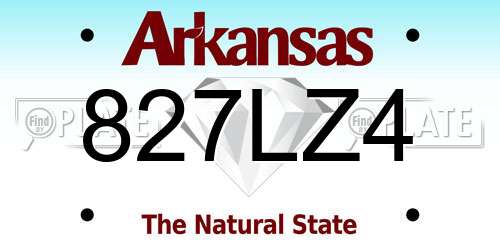 827LZ4 Arkansas License Plate