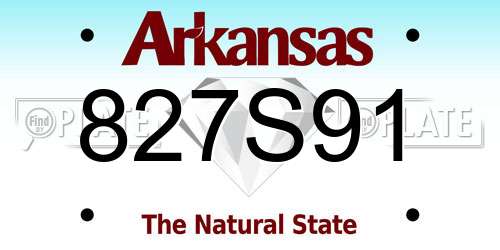 827S91 Arkansas License Plate