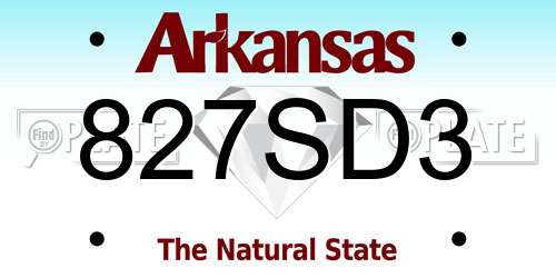 827SD3 Arkansas License Plate
