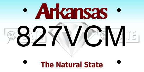 827VCM Arkansas License Plate