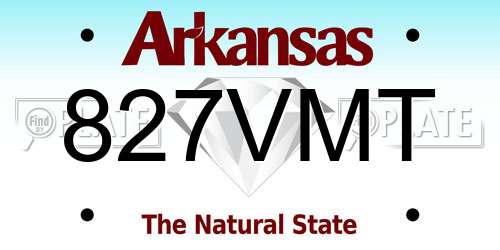827VMT Arkansas License Plate