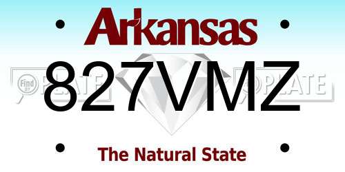 827VMZ Arkansas License Plate