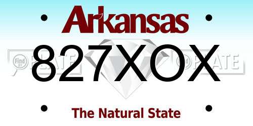 827XOX Arkansas License Plate