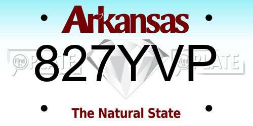 827YVP Arkansas License Plate