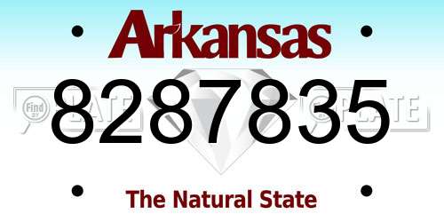 8287835 Arkansas License Plate