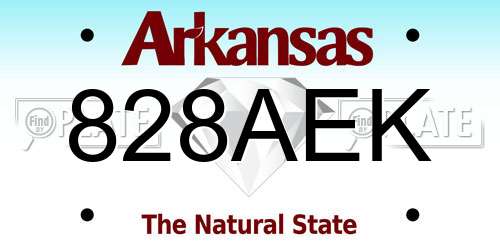 828AEK Arkansas License Plate