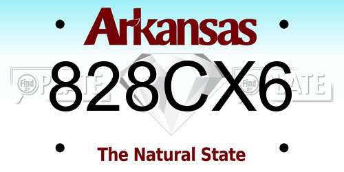 828CX6 Arkansas License Plate