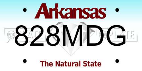 828MDG Arkansas License Plate