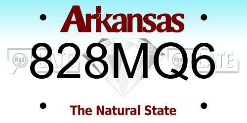 828MQ6 Arkansas License Plate