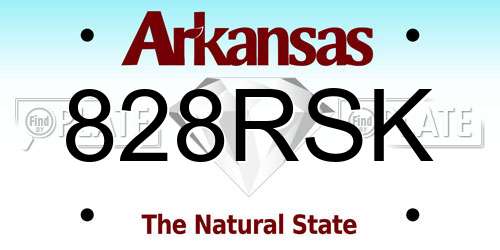 828RSK Arkansas License Plate