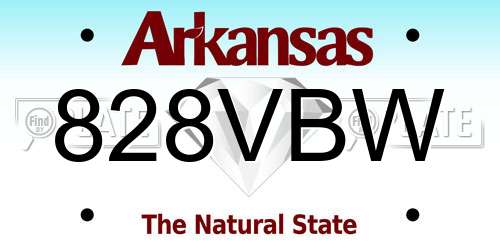 828VBW Arkansas License Plate