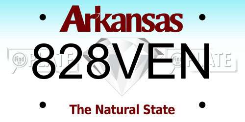 828VEN Arkansas License Plate