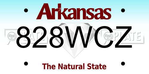 828WCZ Arkansas License Plate