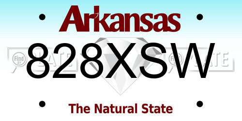 828XSW Arkansas License Plate