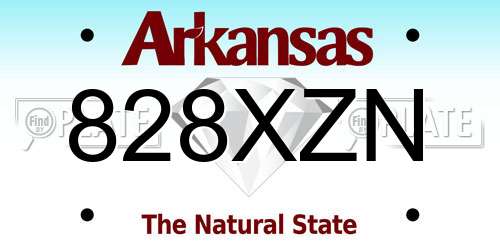 828XZN Arkansas License Plate