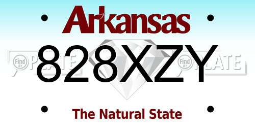 828XZY Arkansas License Plate