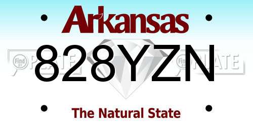 828YZN Arkansas License Plate