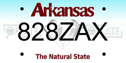 828ZAX Arkansas License Plate