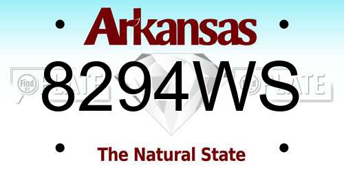 8294WS Arkansas License Plate