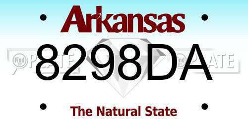 8298DA Arkansas License Plate