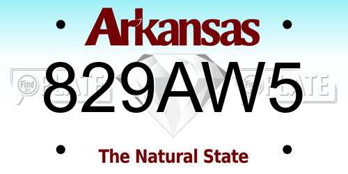 829AW5 Arkansas License Plate