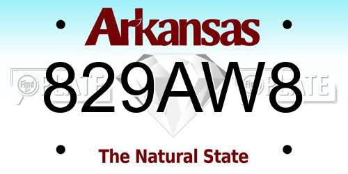 829AW8 Arkansas License Plate