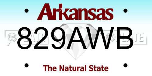 829AWB Arkansas License Plate