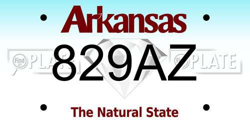 829AZ Arkansas License Plate