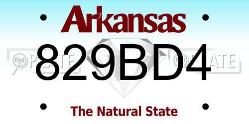 829BD4 Arkansas License Plate