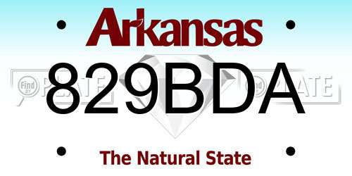 829BDA Arkansas License Plate