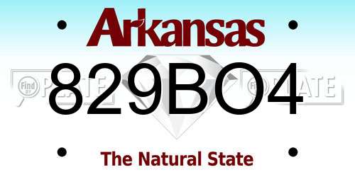 829BO4 Arkansas License Plate