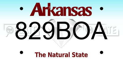 829BOA Arkansas License Plate