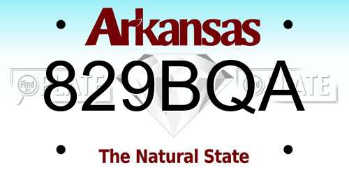 829BQA Arkansas License Plate