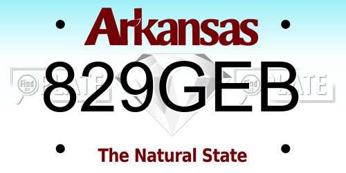 829GEB Arkansas License Plate