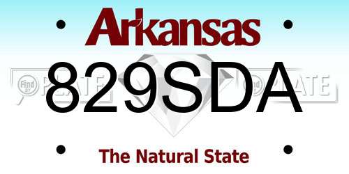 829SDA Arkansas License Plate