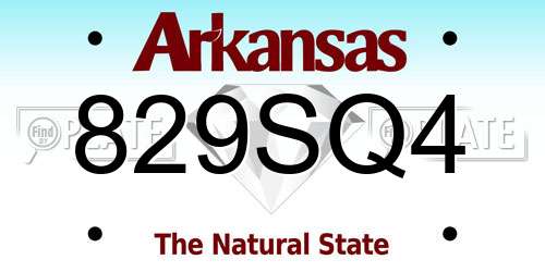 829SQ4 Arkansas License Plate