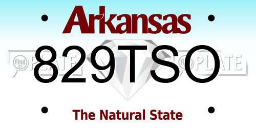 829TSO Arkansas License Plate