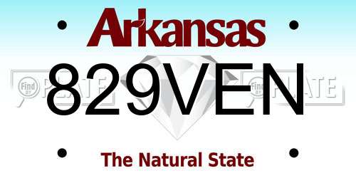 829VEN Arkansas License Plate