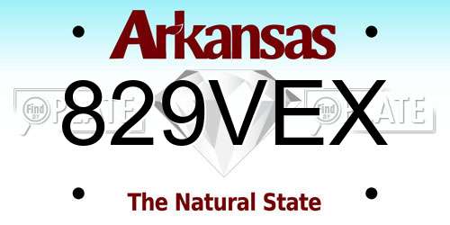 829VEX Arkansas License Plate