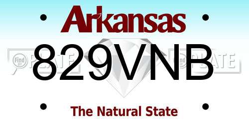 829VNB Arkansas License Plate