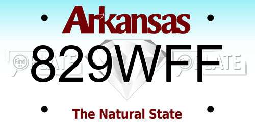 829WFF Arkansas License Plate